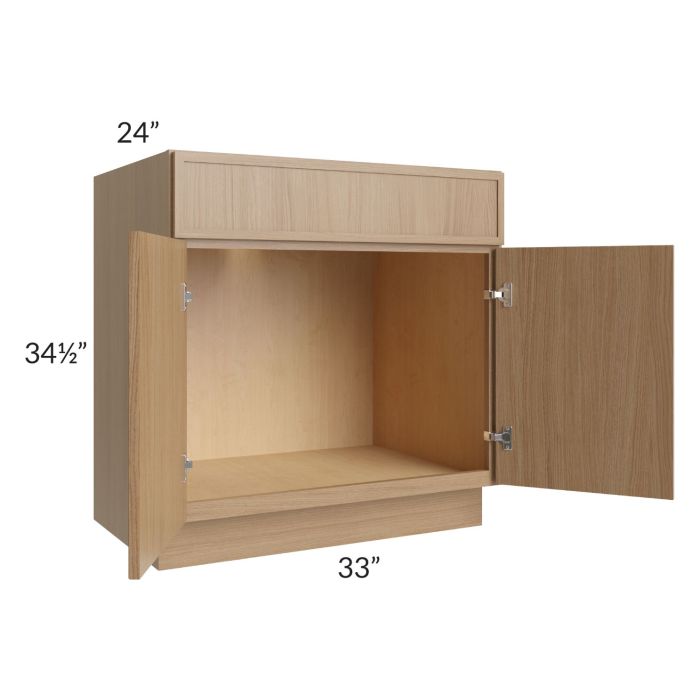 RTA Township Rift Oak 33" Sink Base Cabinet with 2 Decorative End Panels - Finished Left and Right Side
