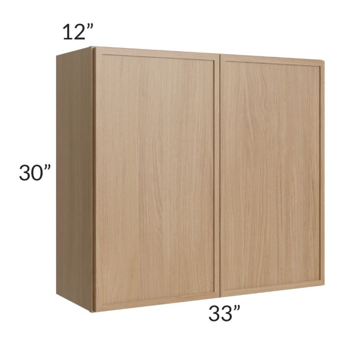 RTA Township Rift Oak 33" x 30" Wall Cabinet with 1 Decorative End Panel - Finished Left and Right Side
