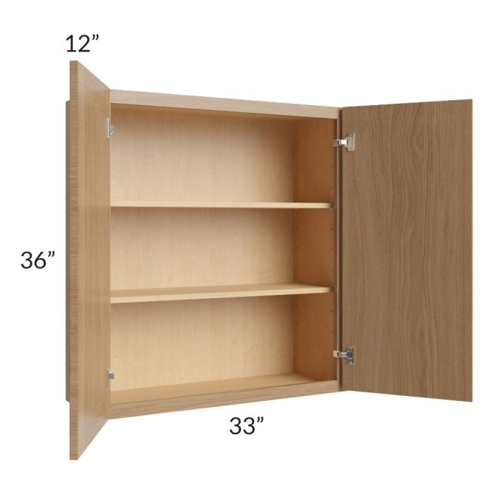 RTA Township Rift Oak 33" x 36" Wall Cabinet - Finished Left Side