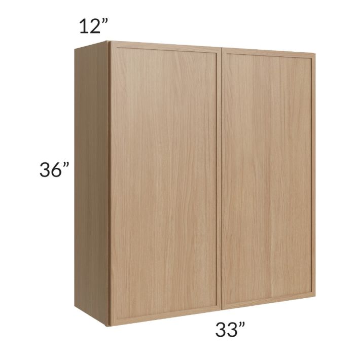 RTA Township Rift Oak 33" x 36" Wall Cabinet with 2 Decorative End Panels - Finished Left and Right Side