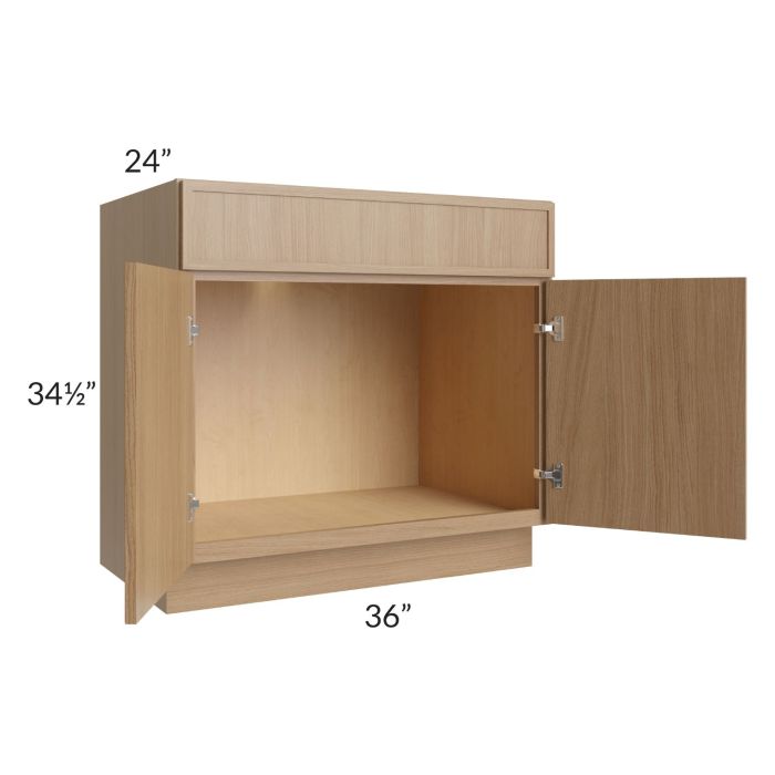 RTA Township Rift Oak 36" Sink Base Cabinet with 2 Decorative End Panels