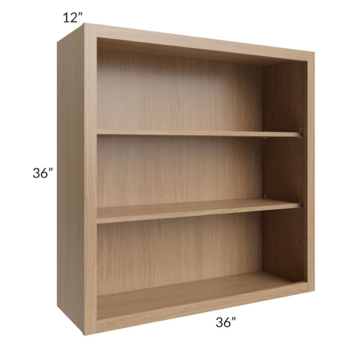 RTA Township Rift Oak 36" x 36" Wall Open Cabinet with 1 Decorative End Panel