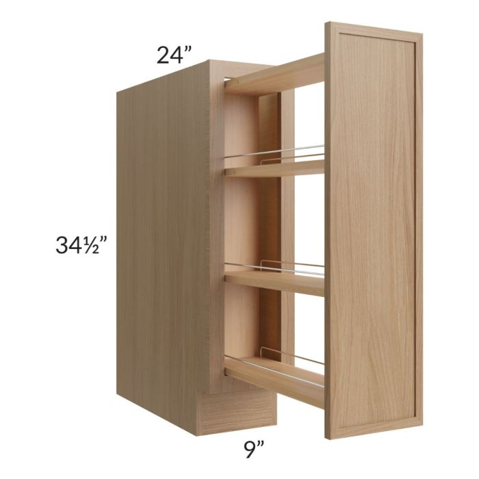 RTA Township Rift Oak 9" Base Pullout Cabinet with 2 Decorative End Panels - Finished Left and Right Side