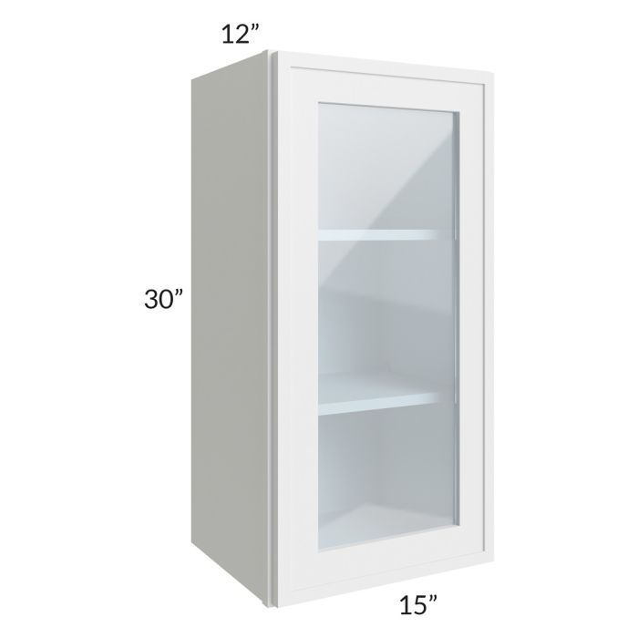 RTA Township White 15" x 30" Wall Glass Door Cabinet with 1 Decorative END Panel