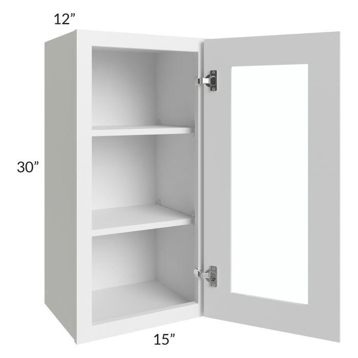 RTA Township White 15" x 30" Wall Glass Door Cabinet with 1 Decorative END Panel