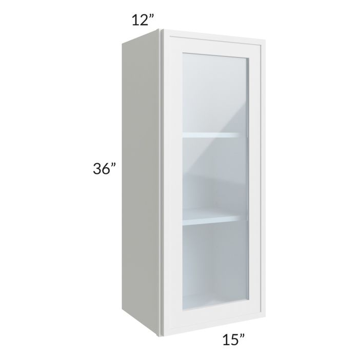 RTA Township White 15" x 36" Wall Glass Door Cabinet with 2 Decorative END Panels