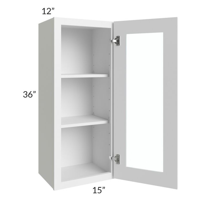 RTA Township White 15" x 36" Wall Glass Door Cabinet with 2 Decorative END Panels