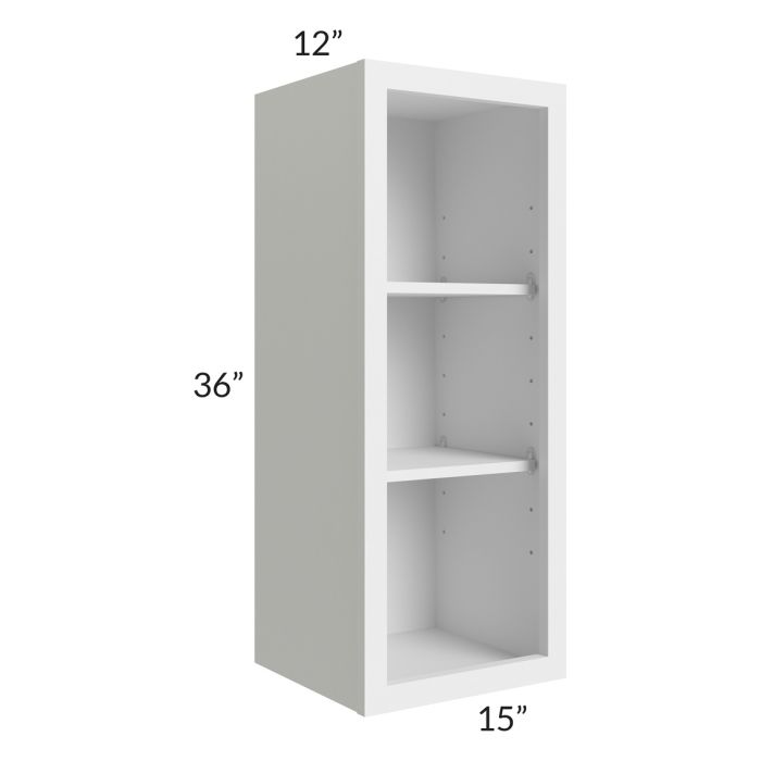 RTA Township White 15" x 36" Wall Open Cabinet with 2 Decorative END Panels