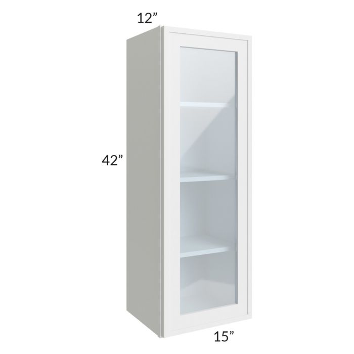 RTA Township White 15" x 42" Wall Glass Door Cabinet with 1 Decorative END Panel