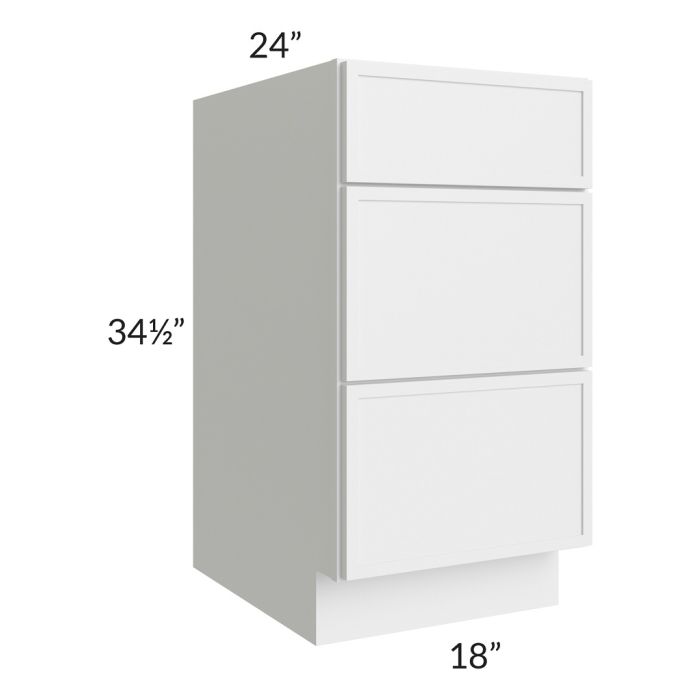 RTA Township White 18" 3-Drawer Base Cabinet with 2 Decorative END Panels