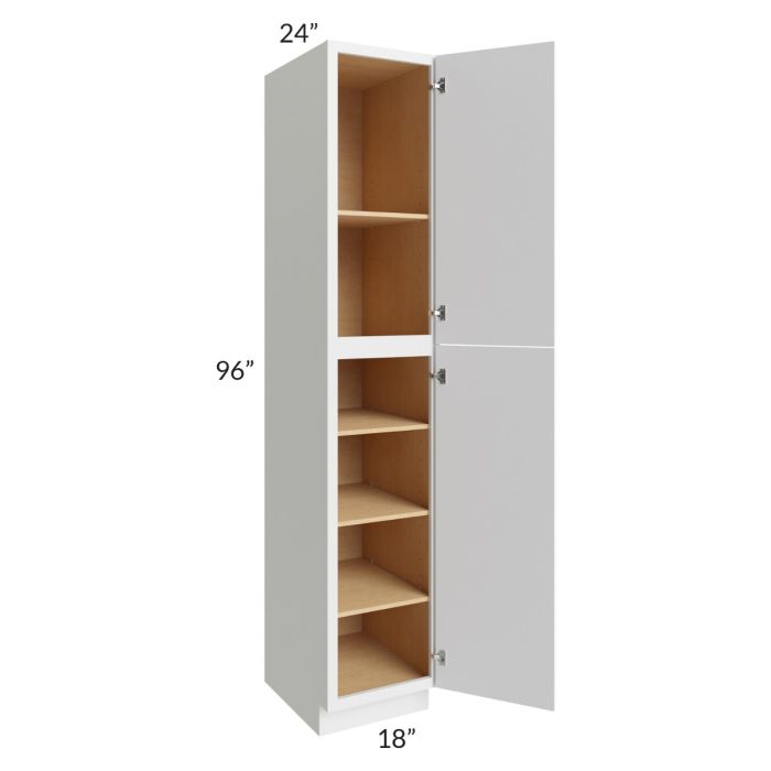 RTA Township White 18" x 96" Wall Pantry Cabinet with 2 Decorative End Panels and 3 Roll Out Trays