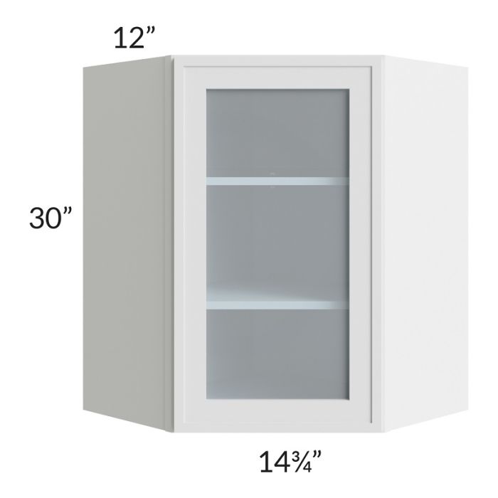 RTA Township White 24" x 30" Diagonal Corner Wall Glass Door Cabinet