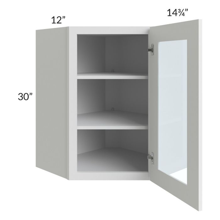 RTA Township White 24" x 30" Diagonal Corner Wall Glass Door Cabinet with 1 Decorative END Panel