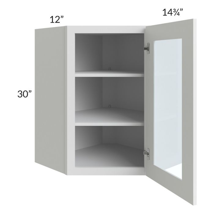 RTA Township White 24" x 30" Diagonal Corner Wall Glass Door Cabinet