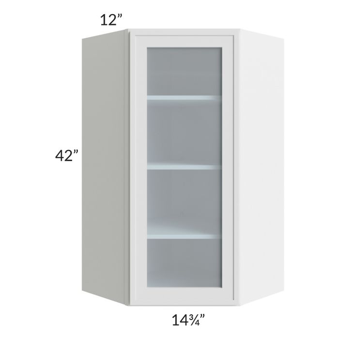 RTA Township White 24" x 42" Diagonal Corner Wall Glass Door Cabinet