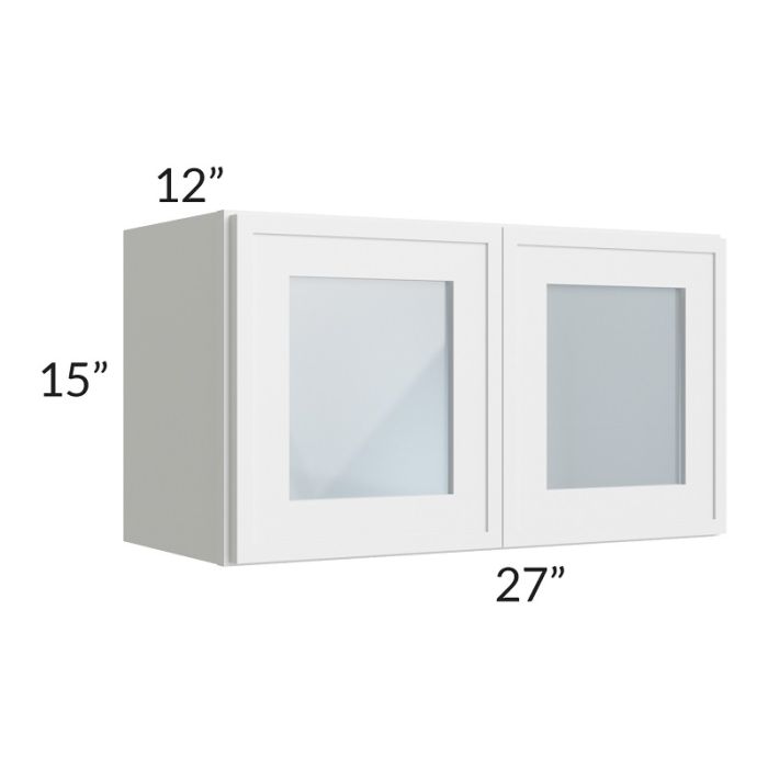 RTA Township White 27" x 15" Wall Glass Door Cabinet