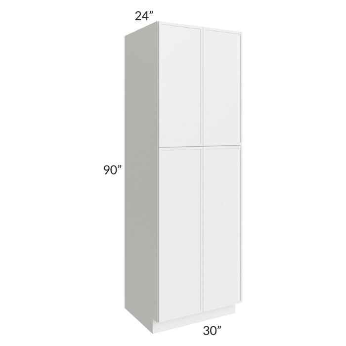 RTA Township White 30" x 90" Wall Pantry Cabinet with 1 Decorative End Panel and 3 Roll Out Trays