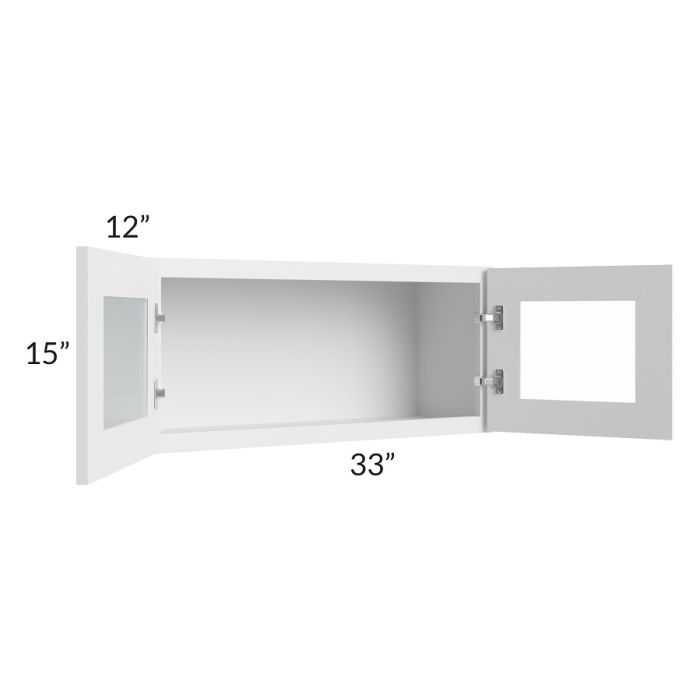 RTA Township White 33" x 15" Wall Glass Door Cabinet