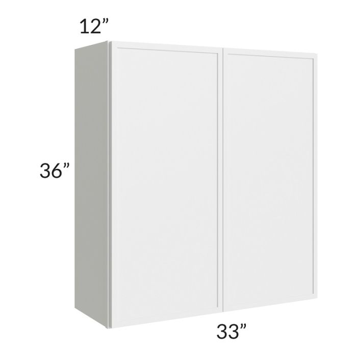 RTA Township White 33" x 36" Wall Cabinet with 1 Decorative END Panel