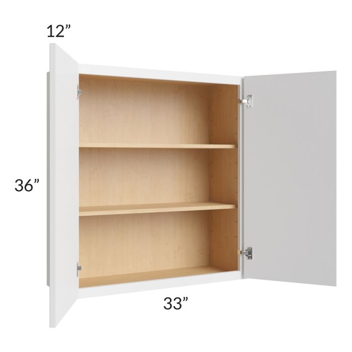RTA Township White 33" x 36" Wall Cabinet with 2 Decorative END Panels