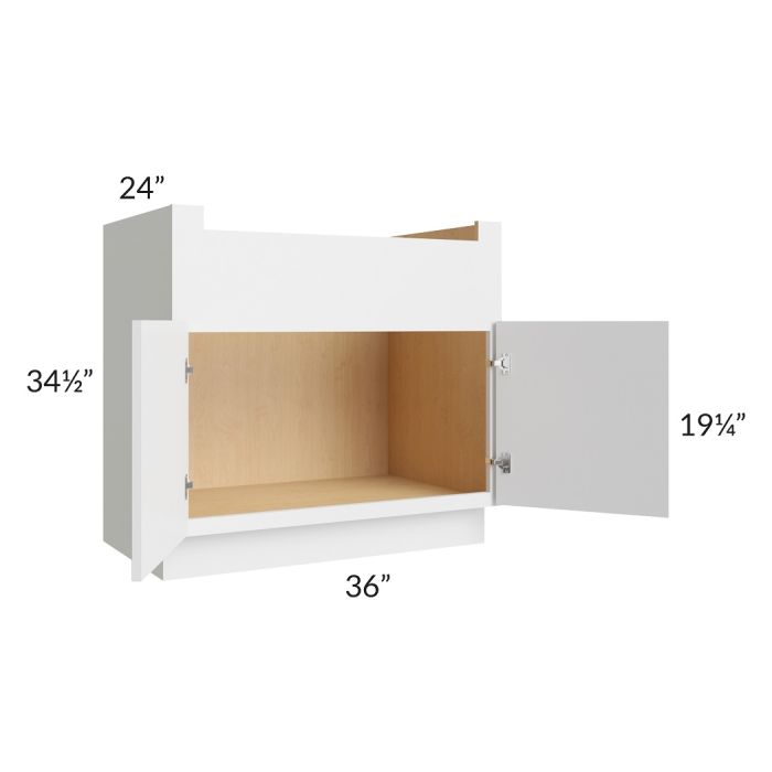 RTA Township White 36" Farm Sink Base Cabinet with 1 Decorative END Panel