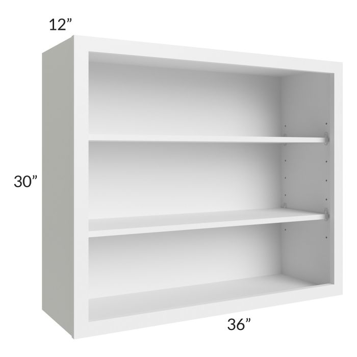 RTA Township White 36" x 30" Wall Open Cabinet with 2 Decorative END Panels