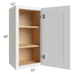 RTA Vail White Shaker 15" x 30" Wall Cabinet with 2 Decorative End Panels and Glass Door