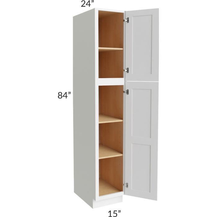 RTA Vail White Shaker 15" x 84" Wall Pantry with 3 Roll Out Trays