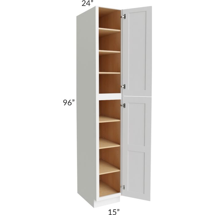 RTA Vail White Shaker 15" x 96" Wall Pantry with 4 Roll Out Trays