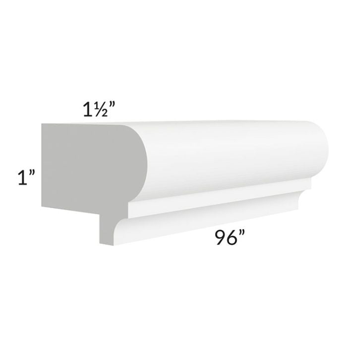 RTA Vail White Shaker 1.5'' x 96" Light Rail Molding - Cut Molding in Half (Two 4ft Sections)