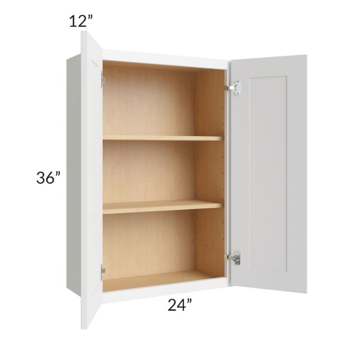 RTA Vail White Shaker 24" x 36" Wall Cabinet with 1 Decorative End Panel