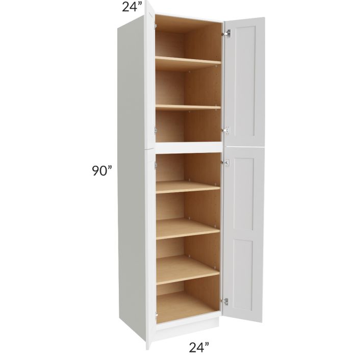 RTA Vail White Shaker 24" x 90" Wall Pantry with 4 Roll Out Trays