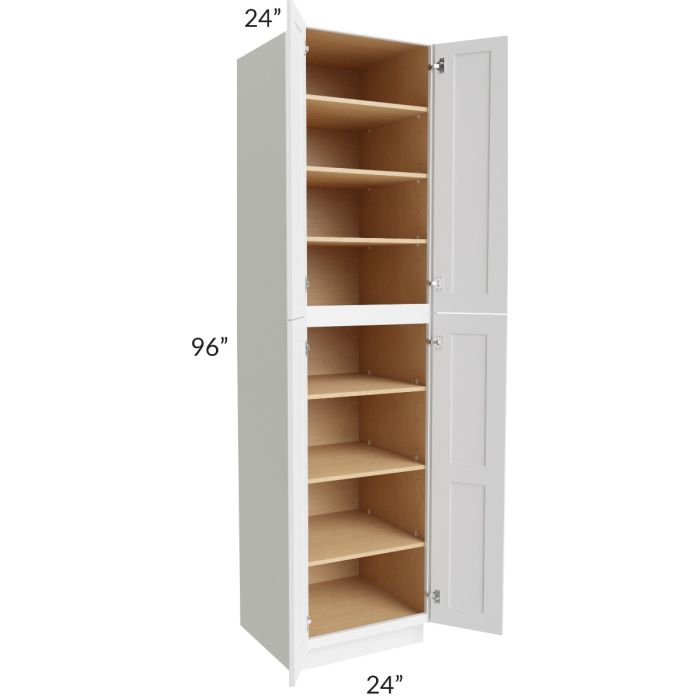 RTA Vail White Shaker 24" x 96" Wall Pantry with 2 Roll Out Trays