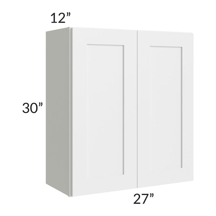 RTA Vail White Shaker 27" x 30" Wall Cabinet with 1 Decorative End Panel
