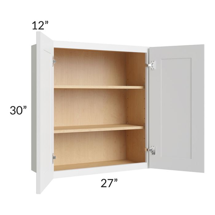 RTA Vail White Shaker 27" x 30" Wall Cabinet with 1 Decorative End Panel
