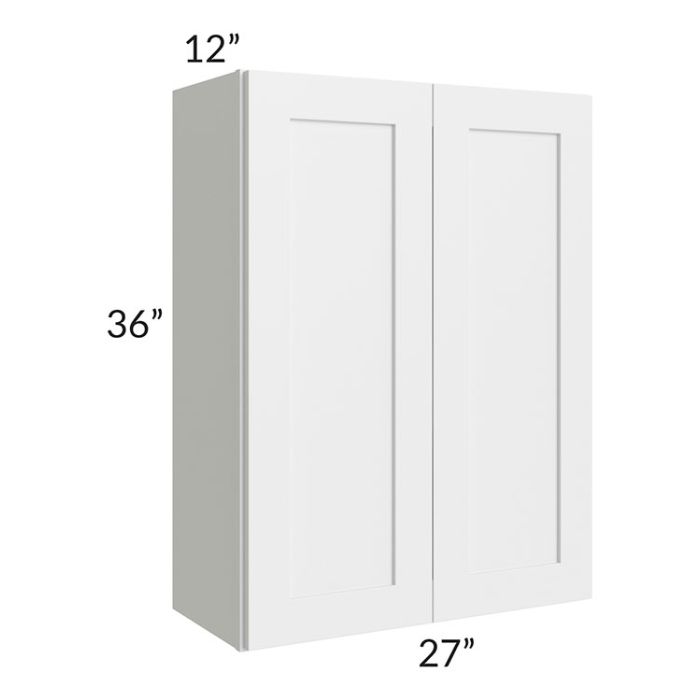 RTA Vail White Shaker 27" x 36" Wall Cabinet with 2 Decorative End Panels