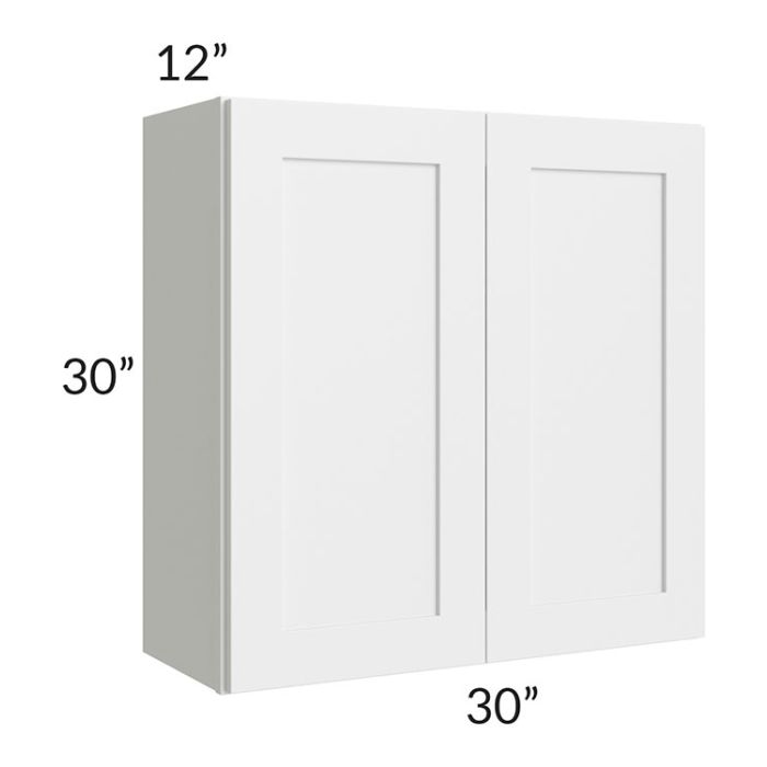 RTA Vail White Shaker 30" x 30" Wall Cabinet with Glass Door