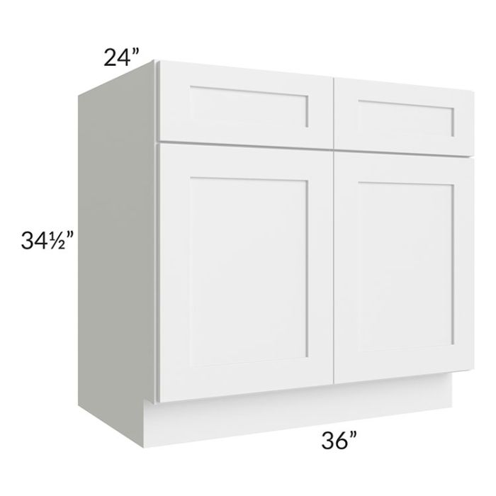RTA Vail White Shaker 36" Base Cabinet with 1 Roll Out Tray and 2 Decorative End Panels