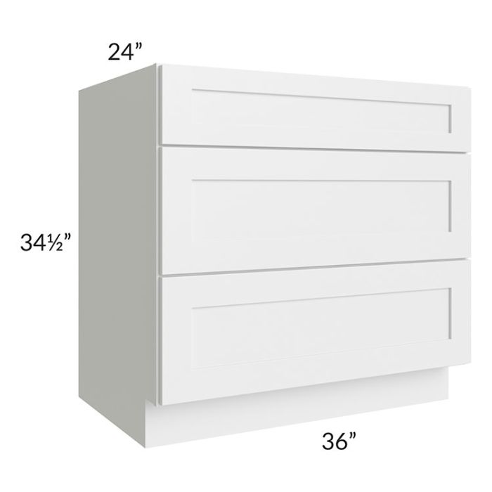 RTA Vail White Shaker 36" Drawer Base Cabinet with 2 Decorative End Panels