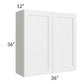 RTA Vail White Shaker 36" x 36" Wall Cabinet with Glass Door