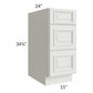 RTA Wellfleet Linen 15" 3-Drawer Base Cabinet