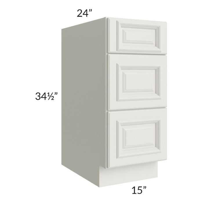 RTA Wellfleet Linen 15" 3-Drawer Base Cabinet