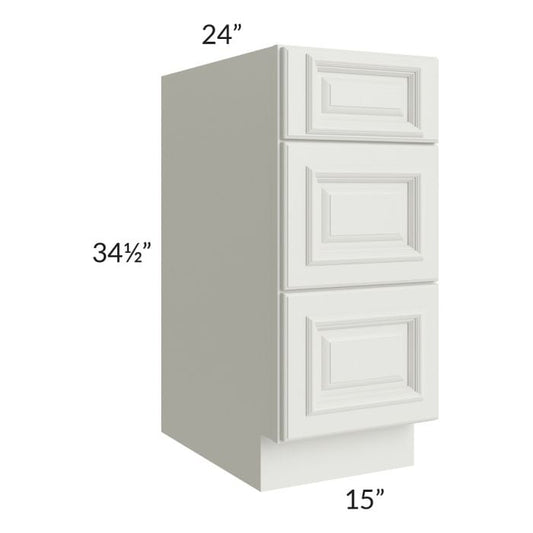 RTA Wellfleet Linen 15" 3-Drawer Base Cabinet