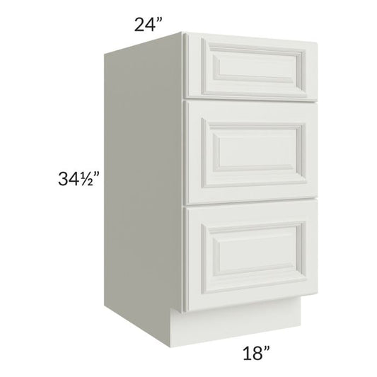 RTA Wellfleet Linen 18" 3-Drawer Base Cabinet