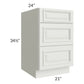 RTA Wellfleet Linen 21" 3-Drawer Base Cabinet