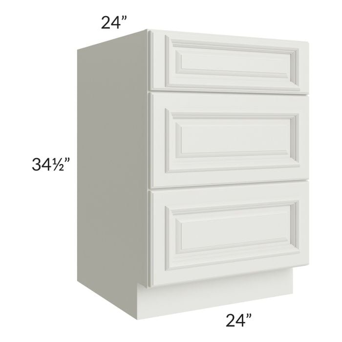 RTA Wellfleet Linen 24" 3-Drawer Base Cabinet