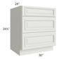 RTA Wellfleet Linen 30" 3-Drawer Base Cabinet