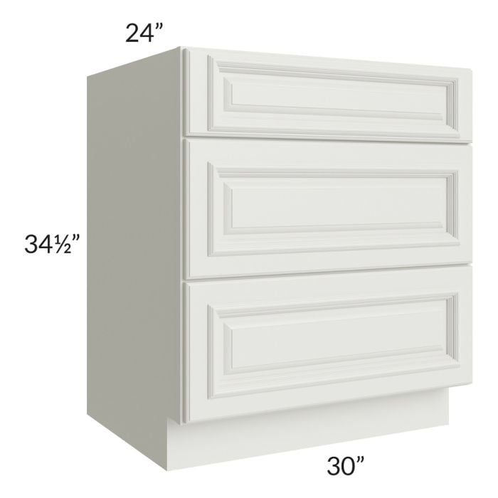RTA Wellfleet Linen 30" 3-Drawer Base Cabinet