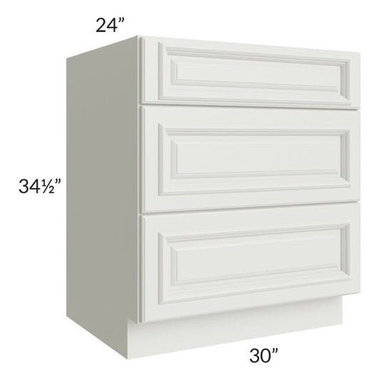 RTA Wellfleet Linen 30" 3-Drawer Base Cabinet
