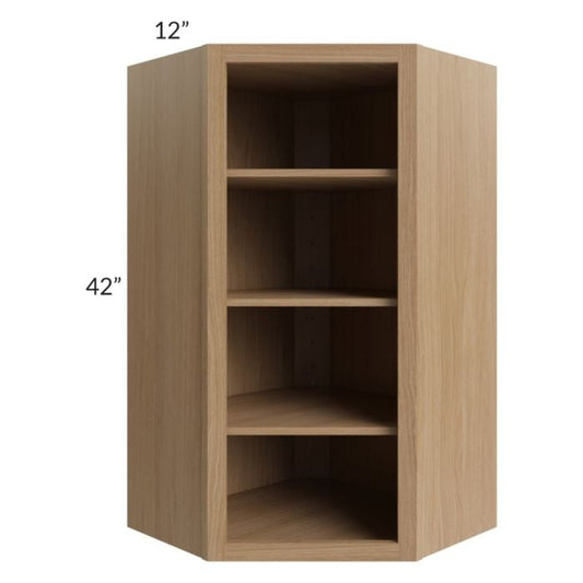 RTA sheville Rift Oak Shaker 24" x 42" Wall Diagonal Corner Open Cabinet with 1 Decorative End Panel